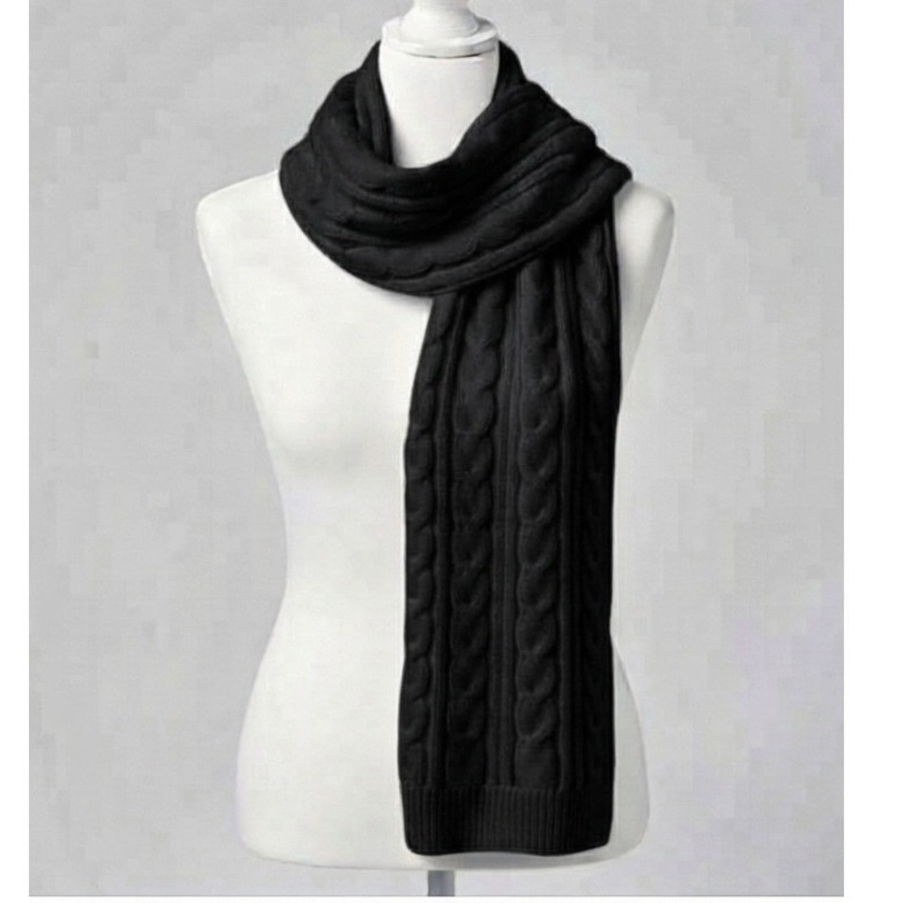 Style & Co Black Ribbed Cable Knit Convertible Wrap Scarf One Size NWT